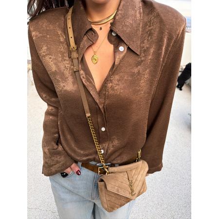 FA54879# 优雅气质韩国东大门时尚衬衣喇叭袖天鹅绒百搭宽松韩版衬衫  服裝批發女裝批發服飾貨源