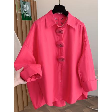 春新款女衬衫宽松大廓形线色优雅长袖休闲通勤百搭上衣  服裝批發女裝批發服飾貨源