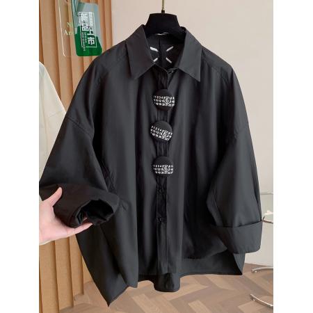 FA54894# 春新款女衬衫宽松大廓形线色优雅长袖休闲通勤百搭上衣  服裝批發女裝批發服飾貨源