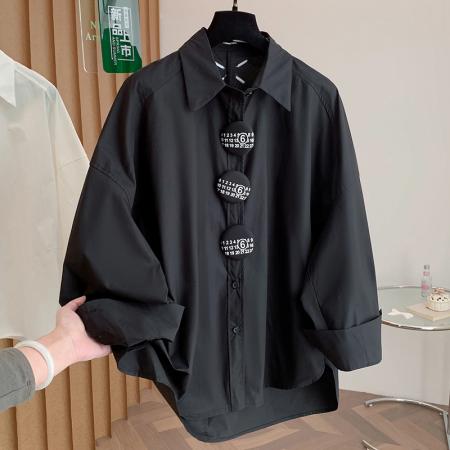 FA54894# 春新款女衬衫宽松大廓形线色优雅长袖休闲通勤百搭上衣  服裝批發女裝批發服飾貨源