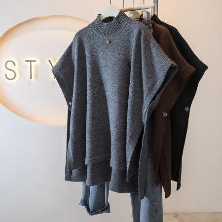 FA54904# 大码女装冬季新款韩版慵懒宽松针织设计蝙蝠针织毛衣高领上衣  服裝批發女裝批發服飾貨源