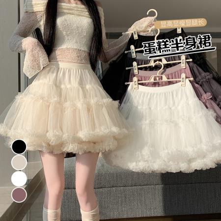 春夏新款纱裙蓬蓬公主短裙芭蕾蛋糕裙女半身裙防走光  服裝批發女裝批發服飾貨源