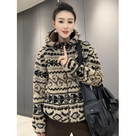 FA54920# 加厚摇粒绒连帽外套女冬季新款时尚休闲百搭保暖宽松上衣棉服  服裝批發女裝批發服飾貨源