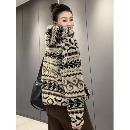 FA54920# 加厚摇粒绒连帽外套女冬季新款时尚休闲百搭保暖宽松上衣棉服  服裝批發女裝批發服飾貨源