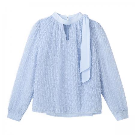 FA54972# 新款春秋季设计感小众长袖系带衬衫法式气质高级感上衣 服裝批發女裝批發服飾貨源