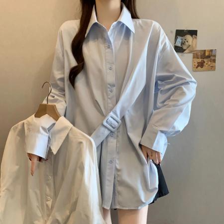 FA54980# 高级感大码女装独特漂亮设计感衬衣胖MM长袖衬衫女春季新款 服裝批發女裝批發服飾貨源