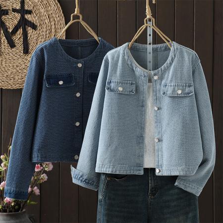 FA54984# 新款显瘦小香风牛仔外套女 服裝批發女裝批發服飾貨源