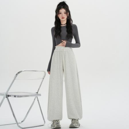 FA54994# 蕾丝花边阔腿裤女春秋季新款高腰宽松显瘦香蕉运动卫裤 服裝批發女裝批發服飾貨源