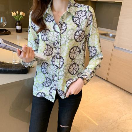 FA55003# 洋气秋季女装翻领休闲宽松雪纺衫上衣开衫衬衫女打底衫衬衣 服裝批發女裝批發服飾貨源