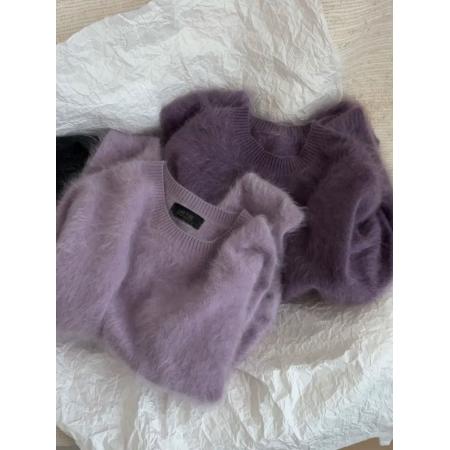 FA55025# 多巴胺紫色V领软糯针织衫毛衣女冬季巨好看慵懒风高级感上衣 服裝批發女裝批發服飾貨源