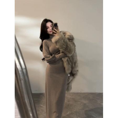 FA55028# 秋冬法式高级感连衣裙子内搭打底裙气质过膝长裙 服裝批發女裝批發服飾貨源