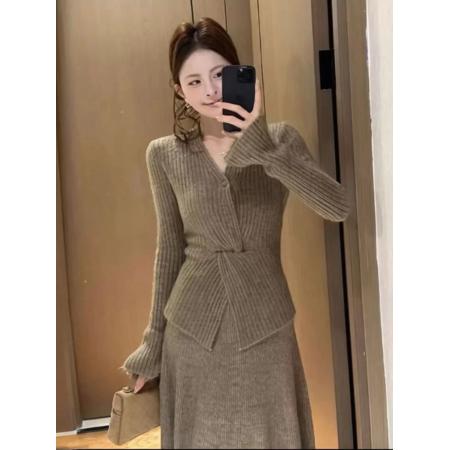 FA55030# 韩系深冬穿搭独特针织衫半身裙两件套秋冬新款 服裝批發女裝批發服飾貨源