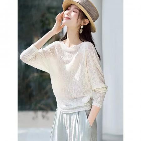 FA55036# 都市松弛感T恤春新款蝙蝠袖藏肉纸片人长袖T恤 服裝批發女裝批發服飾貨源