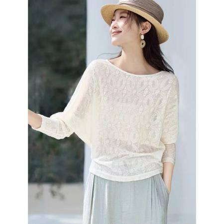 FA55036# 都市松弛感T恤春新款蝙蝠袖藏肉纸片人长袖T恤 服裝批發女裝批發服飾貨源