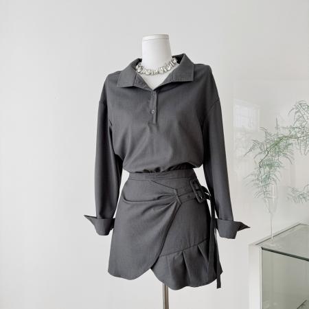 FA55050# 区区欧阳衬衫连衣裙女冬季新款设计感小众复古收腰修身显瘦裙子 服裝批發女裝批發服飾貨源