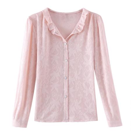 FA55065# 法式网纹花边可立可翻领衬衫女春季宫廷风内搭早春打底衬衣 服裝批發女裝批發服飾貨源