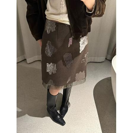 FA55078# 26年早春复古小女人亮晶晶假两层半身裙 服裝批發女裝批發服飾貨源