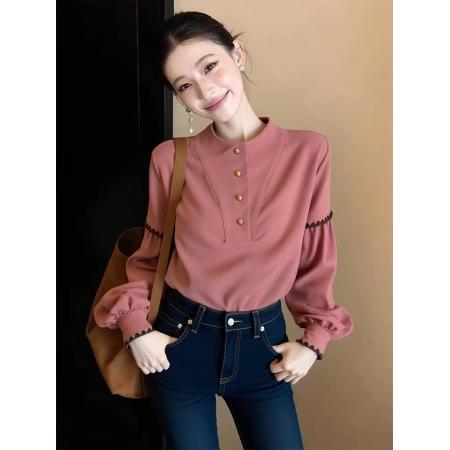 FA55079# 法式粉色金扣...