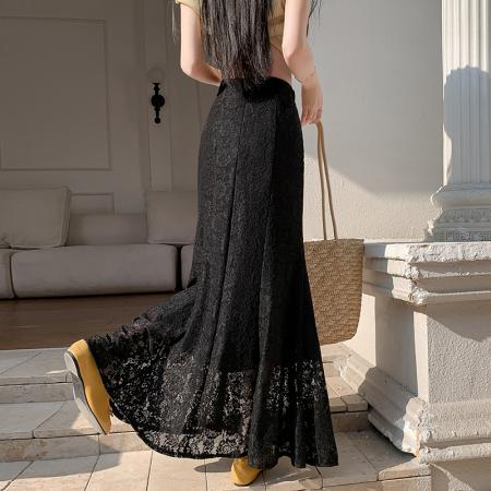 FA55091# 春夏季新款蕾丝鱼尾裙高腰显瘦白色秋季小个子半身裙内搭打底 服裝批發女裝批發服飾貨源