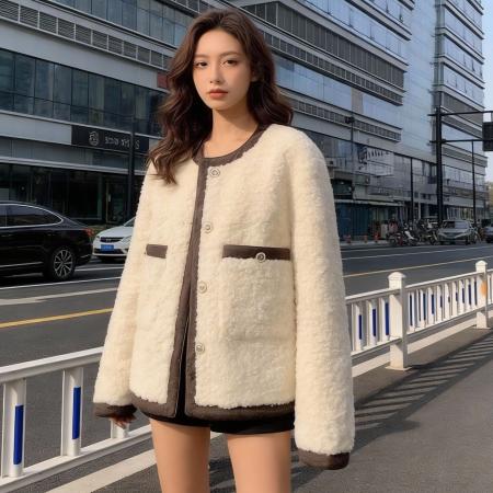 FA55098# 小香风羊羔毛...