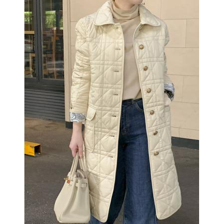 FA55102# 棉衣外套女韩系chic秋冬季新款法式气质优雅设计感翻领中长款大衣 服裝批發女裝批發服飾貨源
