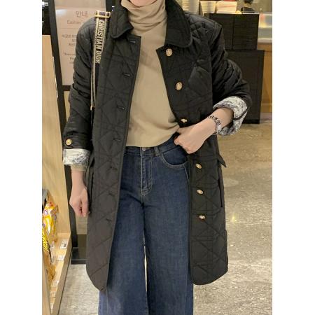 FA55102# 棉衣外套女韩系chic秋冬季新款法式气质优雅设计感翻领中长款大衣 服裝批發女裝批發服飾貨源