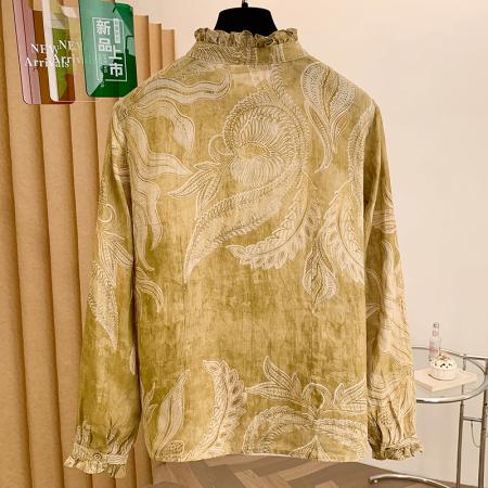 FA55108# 原创设计宽松文艺优雅苎麻衬衫春季新款开衫长袖上衣 服裝批發女裝批發服飾貨源