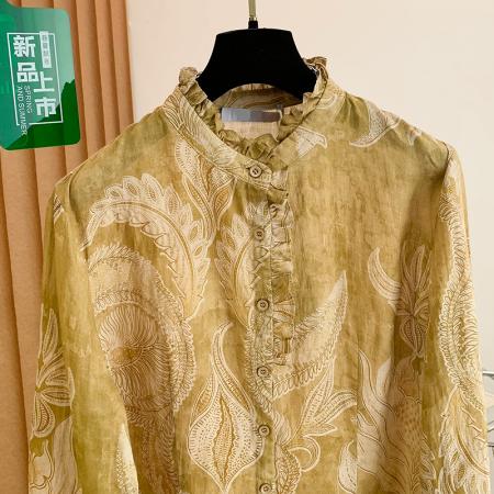 FA55108# 原创设计宽松文艺优雅苎麻衬衫春季新款开衫长袖上衣 服裝批發女裝批發服飾貨源