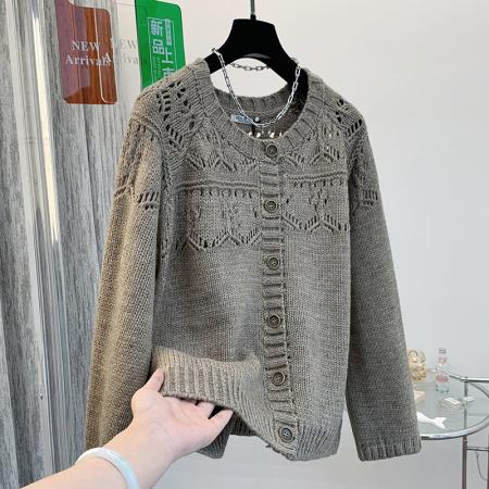 FA55109# 日系女森系毛衣秋冬镂空温柔开衫可爱文艺复古粗线慵懒风上衣 服裝批發女裝批發服飾貨源