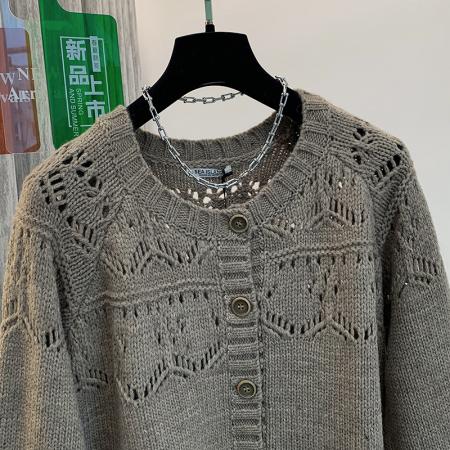 FA55109# 日系女森系毛衣秋冬镂空温柔开衫可爱文艺复古粗线慵懒风上衣 服裝批發女裝批發服飾貨源