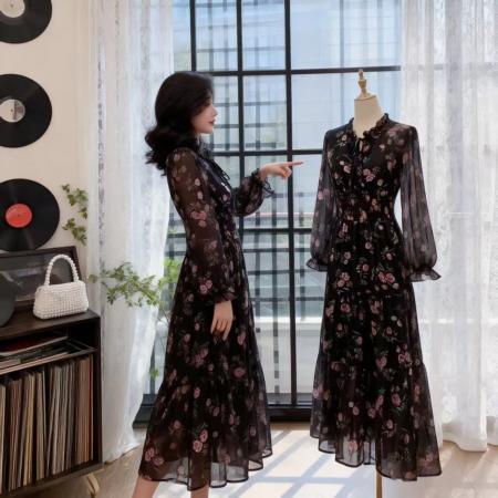 FA55131# 荷叶边碎花连...