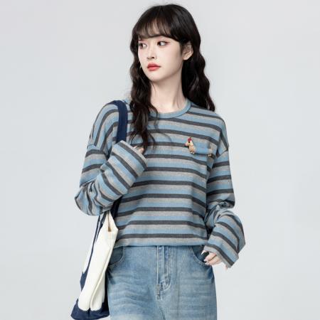 FA55140# 韩系春款原版质量新款宽松慵懒内搭打底衫外穿上衣T恤 服裝批發女裝批發服飾貨源