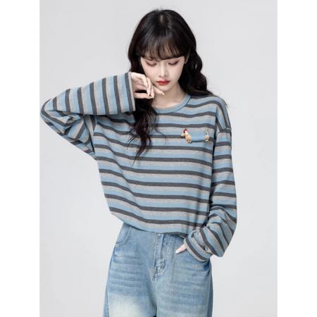 FA55140# 韩系春款原版质量新款宽松慵懒内搭打底衫外穿上衣T恤 服裝批發女裝批發服飾貨源