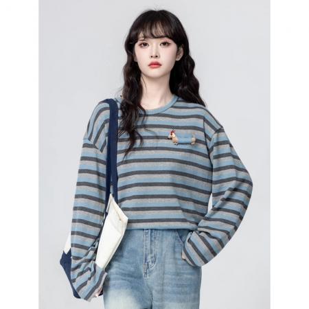 FA55140# 韩系春款原版质量新款宽松慵懒内搭打底衫外穿上衣T恤 服裝批發女裝批發服飾貨源