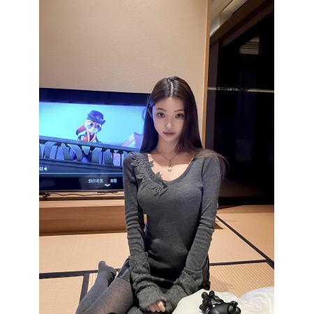 FA55141# 韩系纯欲气质蕾丝拼接T恤女春秋季修身显瘦内搭打底白色绝美上衣 服裝批發女裝批發服飾貨源