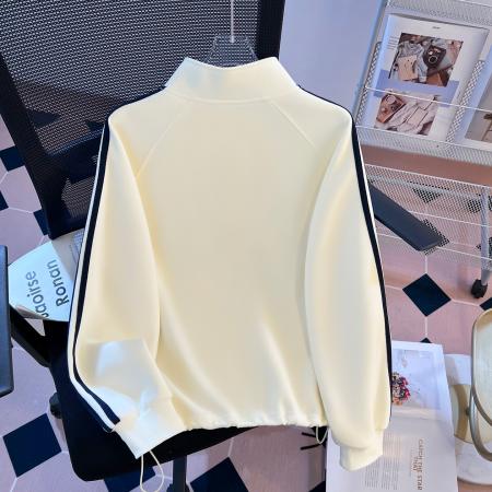 FA55142# 早春新半拉链立领设计感韩系宽松时尚百搭拉条连袖卫衣女 服裝批發女裝批發服飾貨源