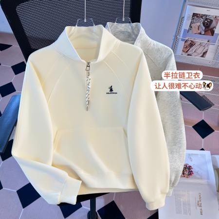 FA55143# 早春盐奶系新麻花绳半拉链立领温柔休闲时尚设计感卫衣女 服裝批發女裝批發服飾貨源