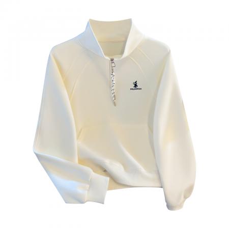 FA55143# 早春盐奶系新麻花绳半拉链立领温柔休闲时尚设计感卫衣女 服裝批發女裝批發服飾貨源