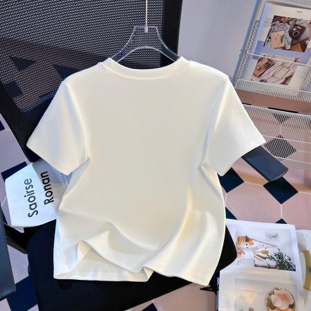 FA55146# 春季新款加厚纯棉重工刺绣订珠围巾小马印花短袖T恤女 服裝批發女裝批發服飾貨源