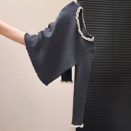 FA55161# 法式内搭长袖针织衫女秋冬季新款高级感修身显瘦打底上衣 服裝批發女裝批發服飾貨源