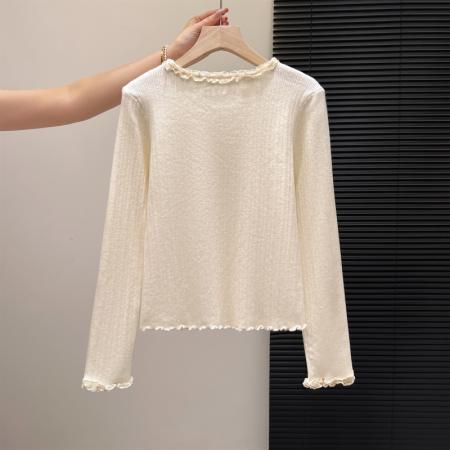 FA55161# 法式内搭长袖针织衫女秋冬季新款高级感修身显瘦打底上衣 服裝批發女裝批發服飾貨源