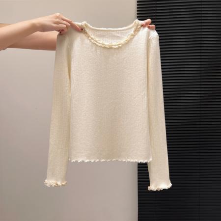 FA55161# 法式内搭长袖针织衫女秋冬季新款高级感修身显瘦打底上衣 服裝批發女裝批發服飾貨源