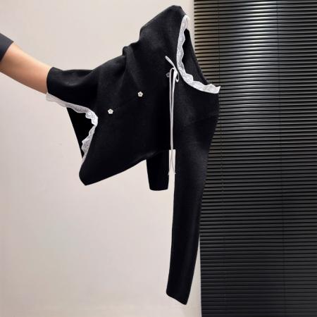 FA55164# 韩系甜美橘色V领蕾丝针织衫女秋冬新款气质减龄显白小众上衣 服裝批發女裝批發服飾貨源