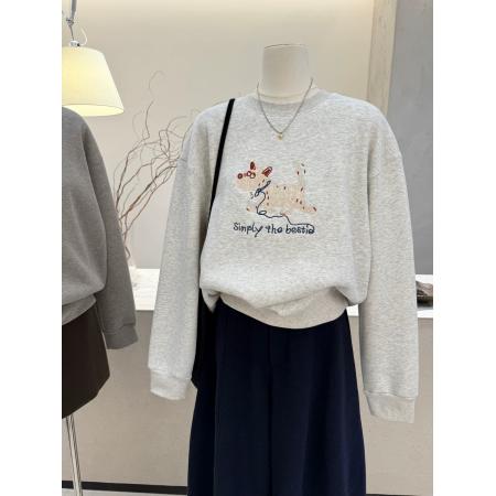 FA55169# 华棉复真超特大码300斤百搭韩版刺绣卫衣女秋冬新款宽松加绒上衣 服裝批發女裝批發服飾貨源