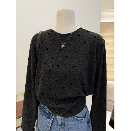 FA55170# 螺纹德绒大码300斤早春韩系百搭爱心加厚磨毛长袖打底衫T恤女上衣 服裝批發女裝批發服飾貨源