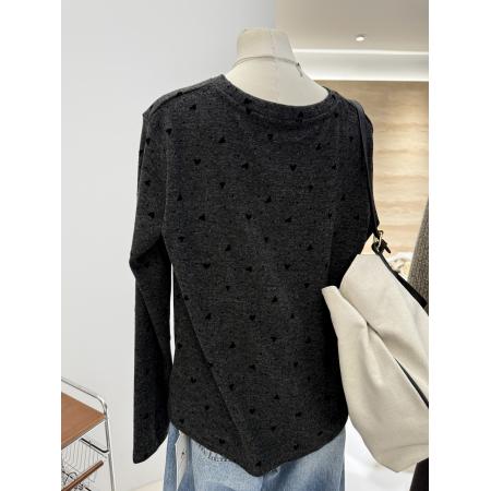 FA55170# 螺纹德绒大码300斤早春韩系百搭爱心加厚磨毛长袖打底衫T恤女上衣 服裝批發女裝批發服飾貨源