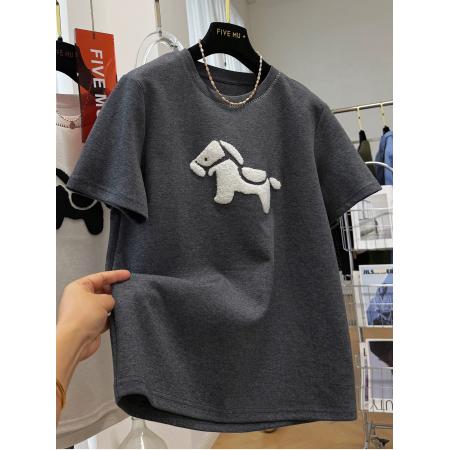 FA55175# 德绒特大码300斤韩版百搭独特别致卡通短袖T恤女巨好看的半袖上衣 服裝批發女裝批發服飾貨源