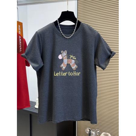 FA55177# 德绒特大码300斤今年红短袖T恤刺绣上衣女早春新款 服裝批發女裝批發服飾貨源