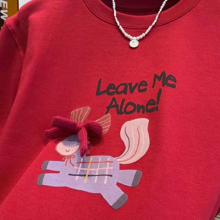 FA55178# 德绒特大码300斤韩版百搭休闲蝴蝶结刺绣德绒加厚短袖T恤女秋冬季 服裝批發女裝批發服飾貨源