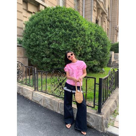 FA55188# 短袖女t恤新款夏季披肩搭配上衣小个子设计感小众 服裝批發女裝批發服飾貨源